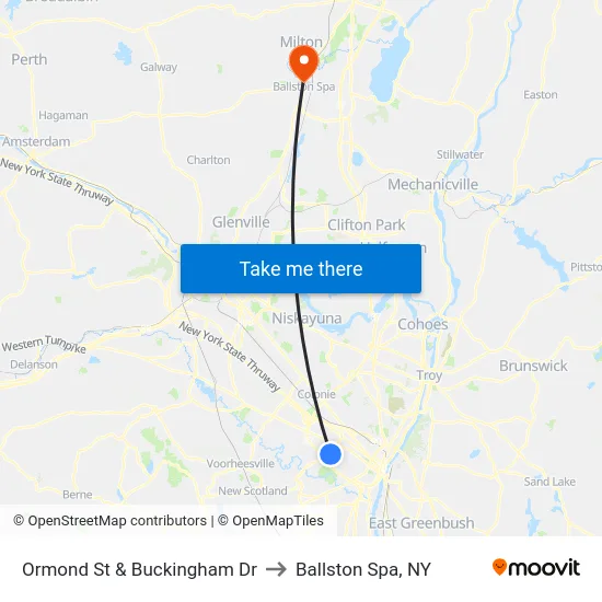 Ormond St & Buckingham Dr to Ballston Spa, NY map