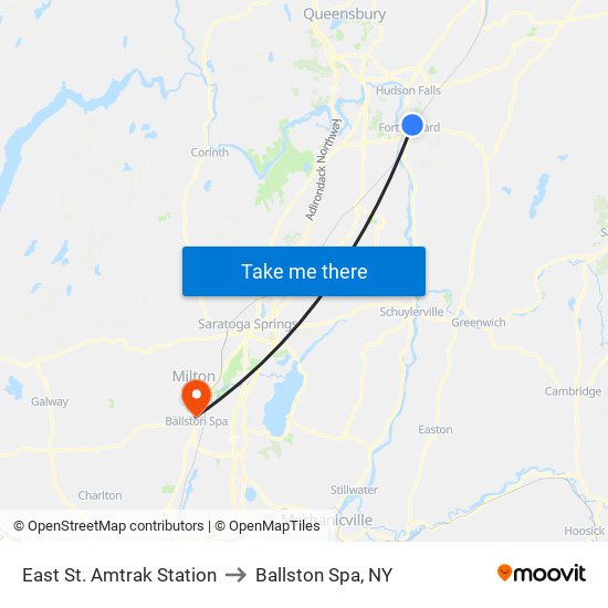 East St. Amtrak Station to Ballston Spa, NY map