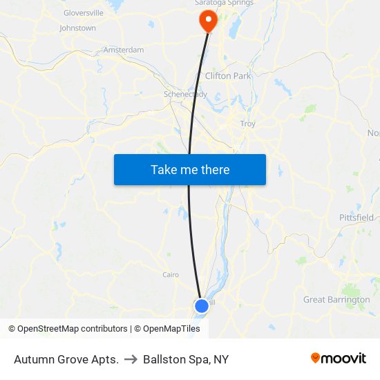 Autumn Grove Apts. to Ballston Spa, NY map