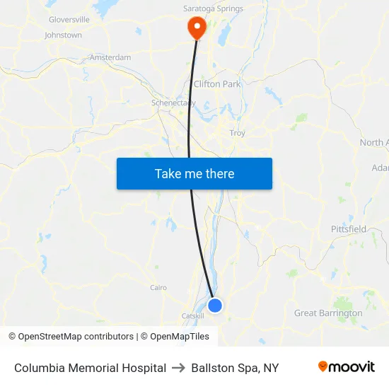 Columbia Memorial Hospital to Ballston Spa, NY map