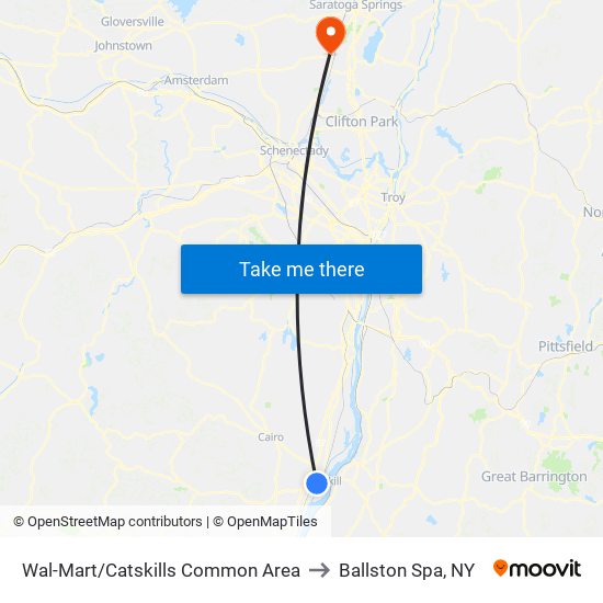 Wal-Mart/Catskills Common Area to Ballston Spa, NY map