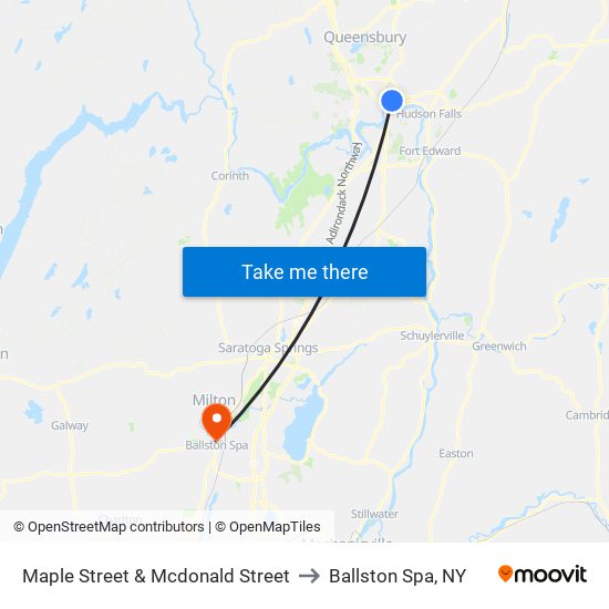 Maple Street & Mcdonald Street to Ballston Spa, NY map