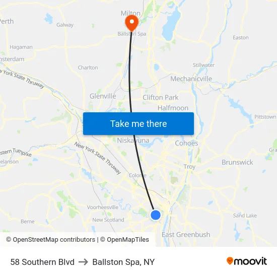 58 Southern Blvd to Ballston Spa, NY map