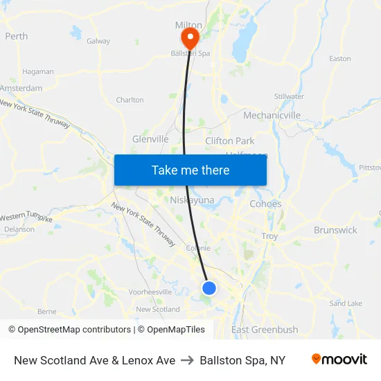 New Scotland Ave & Lenox Ave to Ballston Spa, NY map