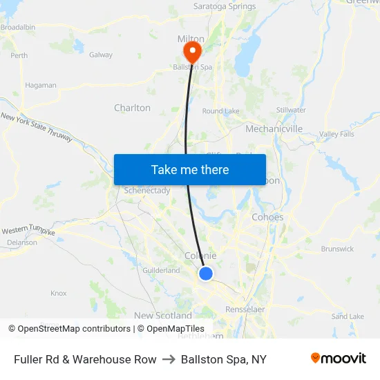 Fuller Rd & Warehouse Row to Ballston Spa, NY map