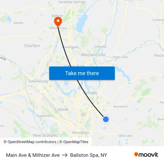Main Ave & Milhizer Ave to Ballston Spa, NY map