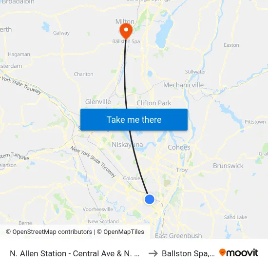 N. Allen Station - Central Ave & N. Allen St to Ballston Spa, NY map