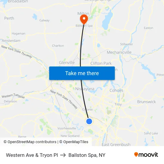 Western Ave & Tryon Pl to Ballston Spa, NY map