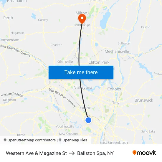 Western Ave & Magazine St to Ballston Spa, NY map