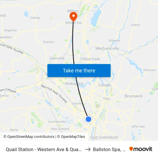 Quail Station - Western Ave & Quail St to Ballston Spa, NY map