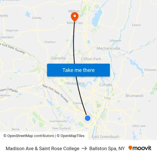 Madison Ave & Saint Rose College to Ballston Spa, NY map