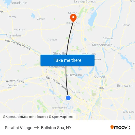 Serafini Village to Ballston Spa, NY map