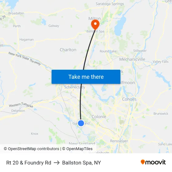 Rt 20 & Foundry Rd to Ballston Spa, NY map