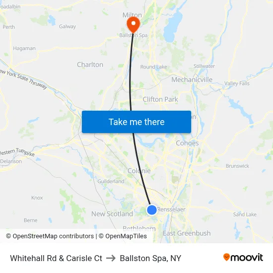 Whitehall Rd & Carisle Ct to Ballston Spa, NY map