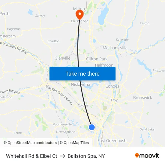 Whitehall Rd & Elbel Ct to Ballston Spa, NY map