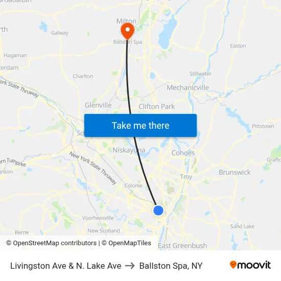 Livingston Ave & N. Lake Ave to Ballston Spa, NY map