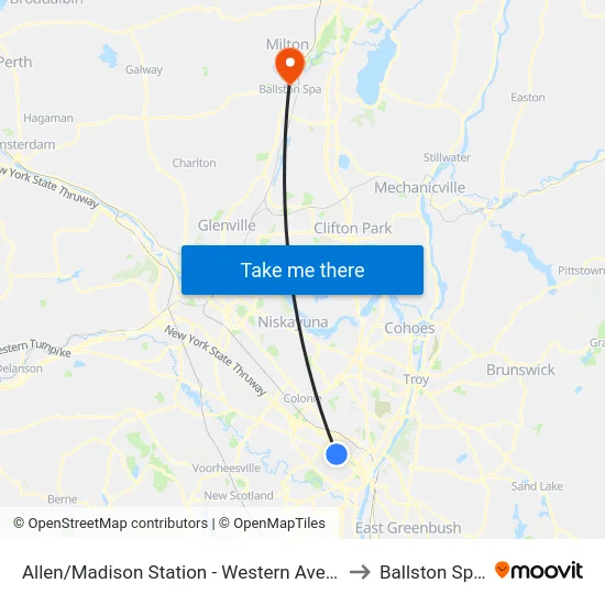 Allen/Madison Station - Western Ave & S. Allen St to Ballston Spa, NY map