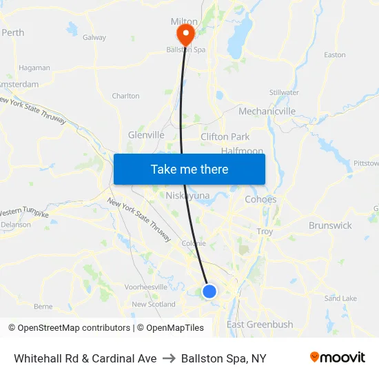 Whitehall Rd & Cardinal Ave to Ballston Spa, NY map