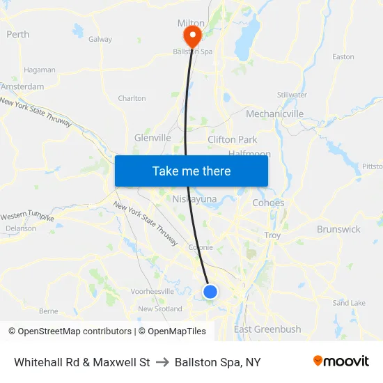 Whitehall Rd & Maxwell St to Ballston Spa, NY map