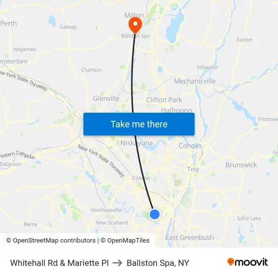 Whitehall Rd & Mariette Pl to Ballston Spa, NY map