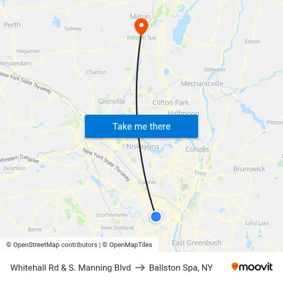 Whitehall Rd & S. Manning Blvd to Ballston Spa, NY map