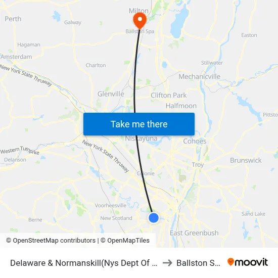 Delaware & Normanskill(Nys Dept Of Public Service) to Ballston Spa, NY map