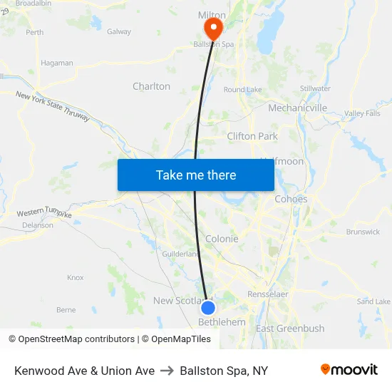 Kenwood Ave & Union Ave to Ballston Spa, NY map