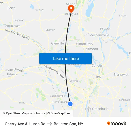 Cherry Ave & Huron Rd to Ballston Spa, NY map