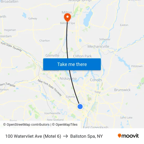 100 Watervliet Ave (Motel 6) to Ballston Spa, NY map