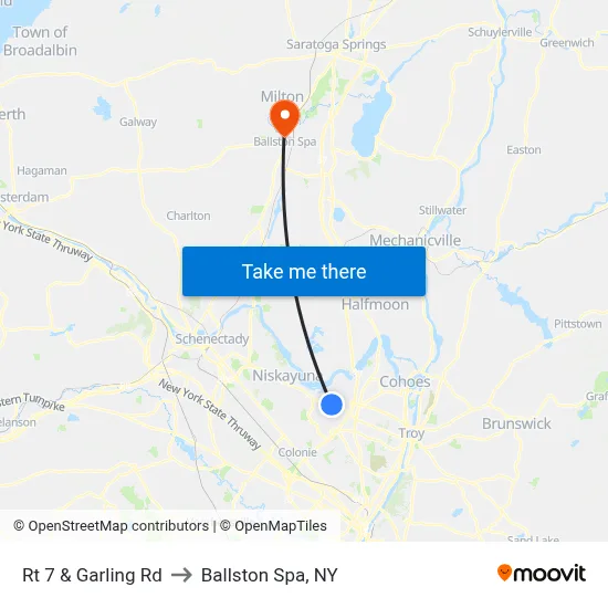 Rt 7 & Garling Rd to Ballston Spa, NY map