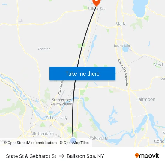 State St & Gebhardt St to Ballston Spa, NY map