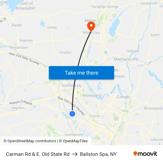 Carman Rd &  E. Old State Rd to Ballston Spa, NY map