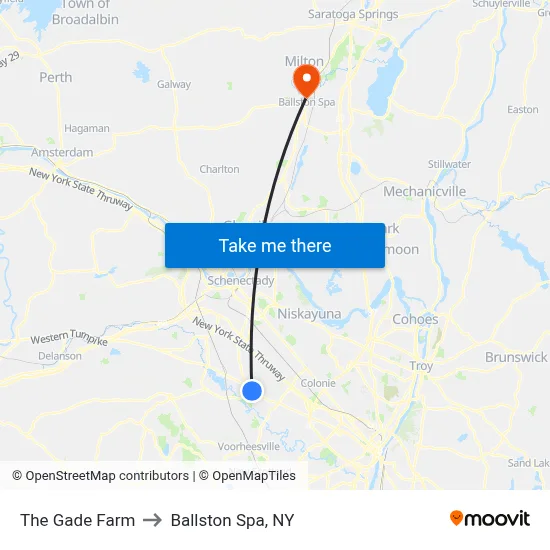 The Gade Farm to Ballston Spa, NY map