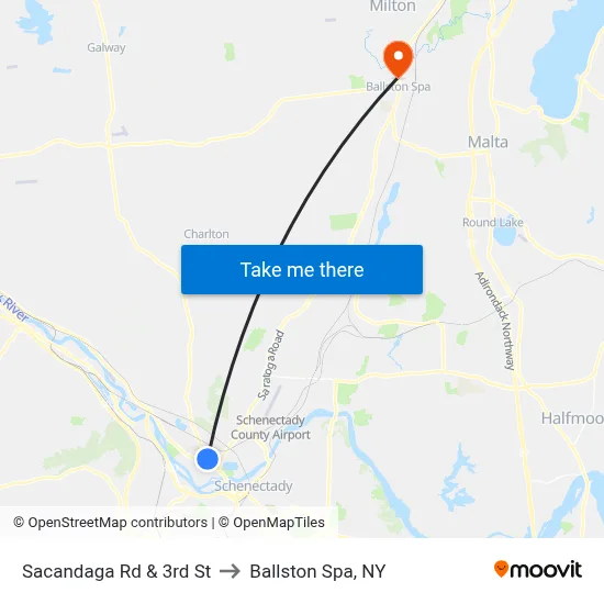 Sacandaga Rd & 3rd St to Ballston Spa, NY map