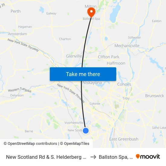 New Scotland Rd & S. Helderberg Pkwy to Ballston Spa, NY map