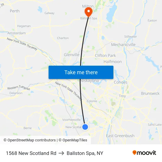 1568 New Scotland Rd to Ballston Spa, NY map