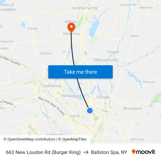 663 New Loudon Rd (Burger King) to Ballston Spa, NY map