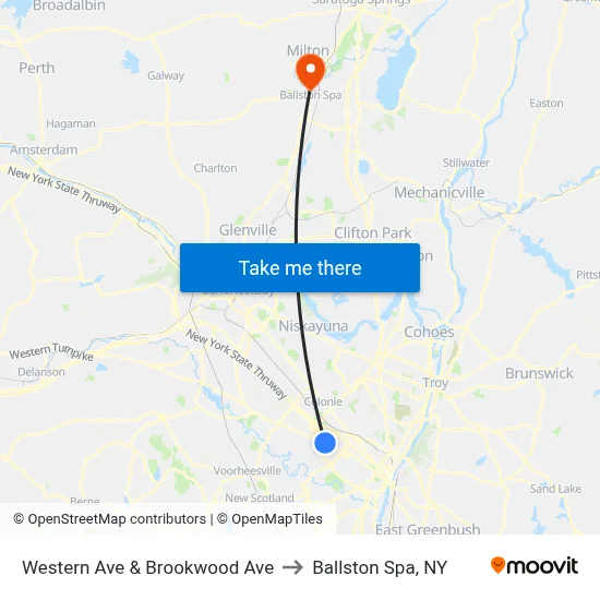 Western Ave & Brookwood Ave to Ballston Spa, NY map