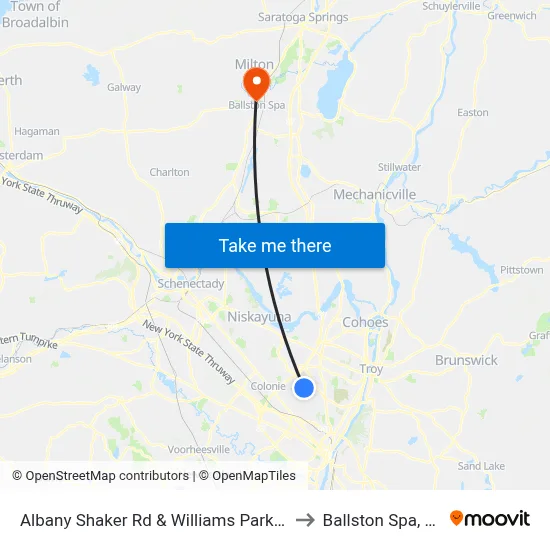 Albany Shaker Rd & Williams Park Rd to Ballston Spa, NY map
