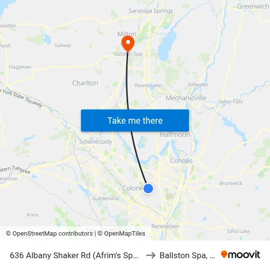 636 Albany Shaker Rd (Afrim's Sports) to Ballston Spa, NY map