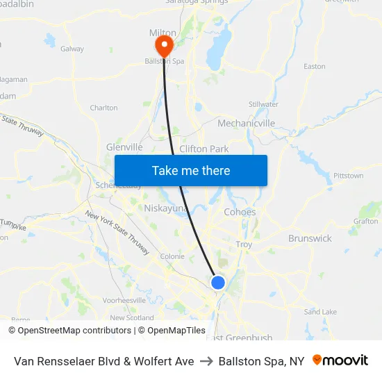 Van Rensselaer Blvd & Wolfert Ave to Ballston Spa, NY map
