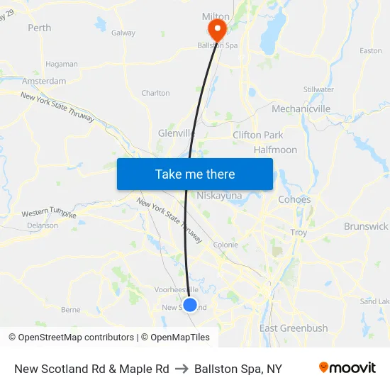 New Scotland Rd & Maple Rd to Ballston Spa, NY map