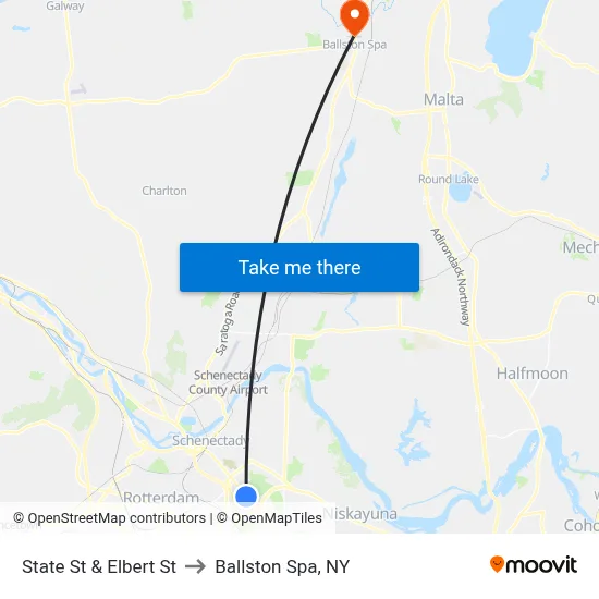 State St & Elbert St to Ballston Spa, NY map