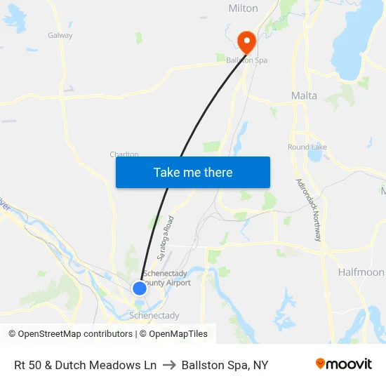 Rt 50 & Dutch Meadows Ln to Ballston Spa, NY map