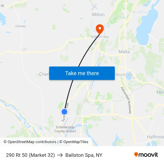 290 Rt 50 (Market 32) to Ballston Spa, NY map