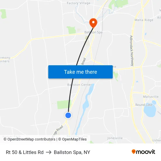 Rt 50 & Littles Rd to Ballston Spa, NY map