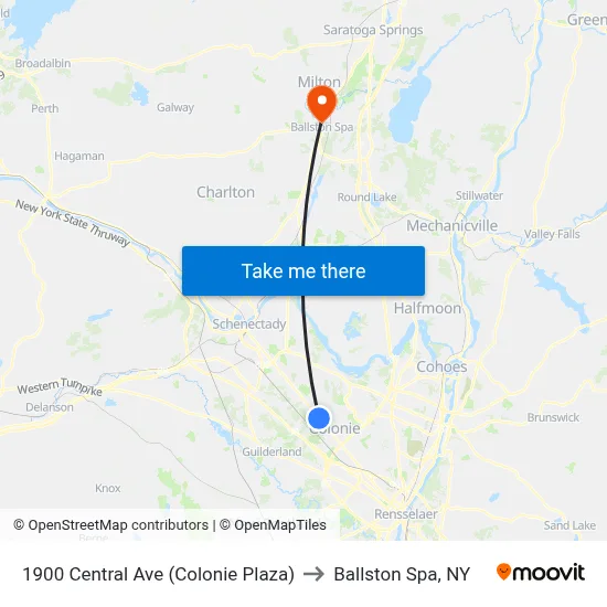 1900 Central Ave (Colonie Plaza) to Ballston Spa, NY map
