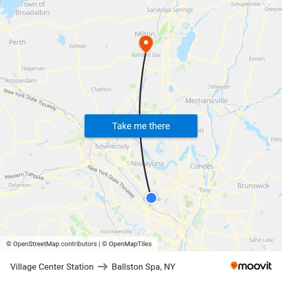 Village Center Station to Ballston Spa, NY map