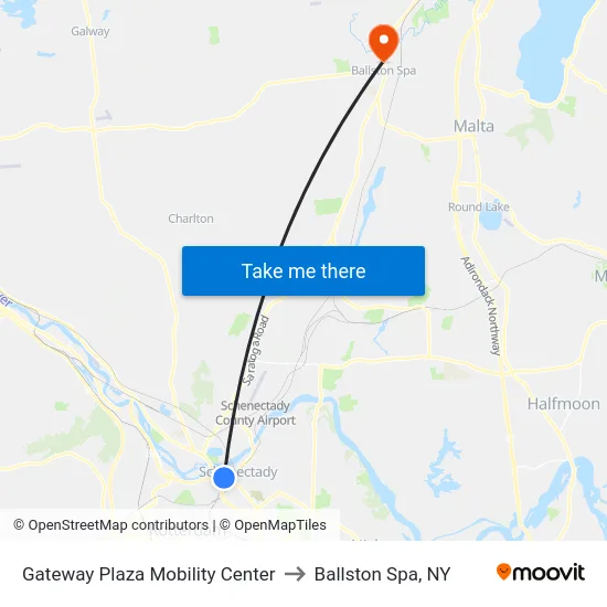 Gateway Plaza Mobility Center to Ballston Spa, NY map