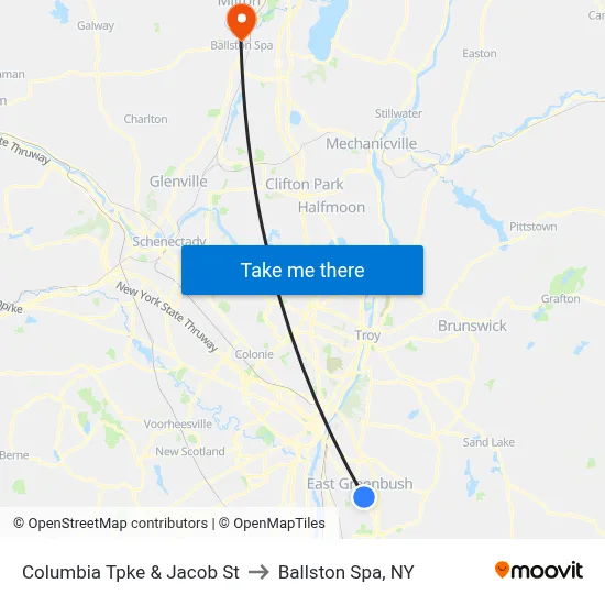 Columbia Tpke & Jacob St to Ballston Spa, NY map
